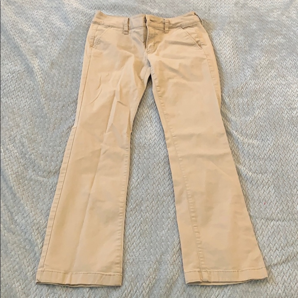 AEO kick boot short khaki pants